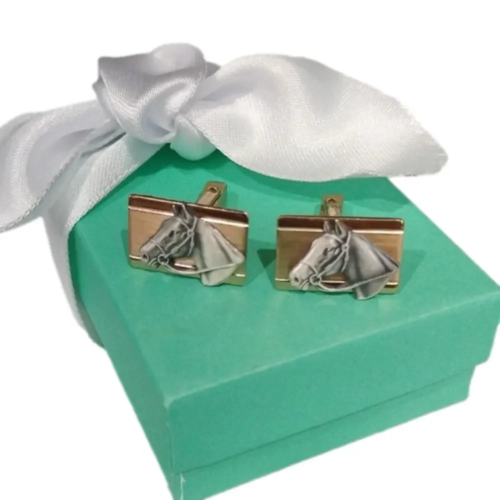 Equestrian Equine Horses Two Tone Cuff Links